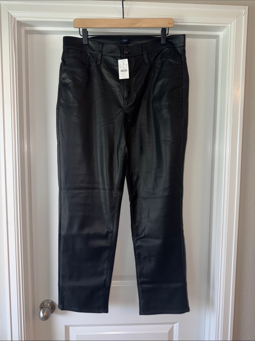 NWT J. Crew Black Faux Leather Ankle Pants Size 32